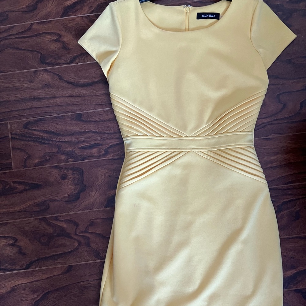 Ellen Tracy Yellow Dress Midi Size 4
